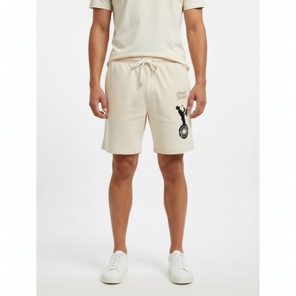 Saxophone Vinyl Logo Sweat Shorts — "Midnight Breakfast" Casual Fleece Shorts