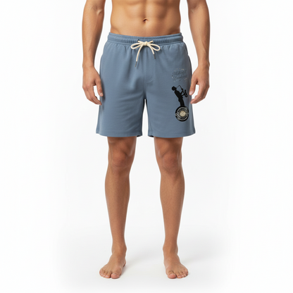 Saxophone Vinyl Logo Sweat Shorts — "Midnight Breakfast" Casual Fleece Shorts