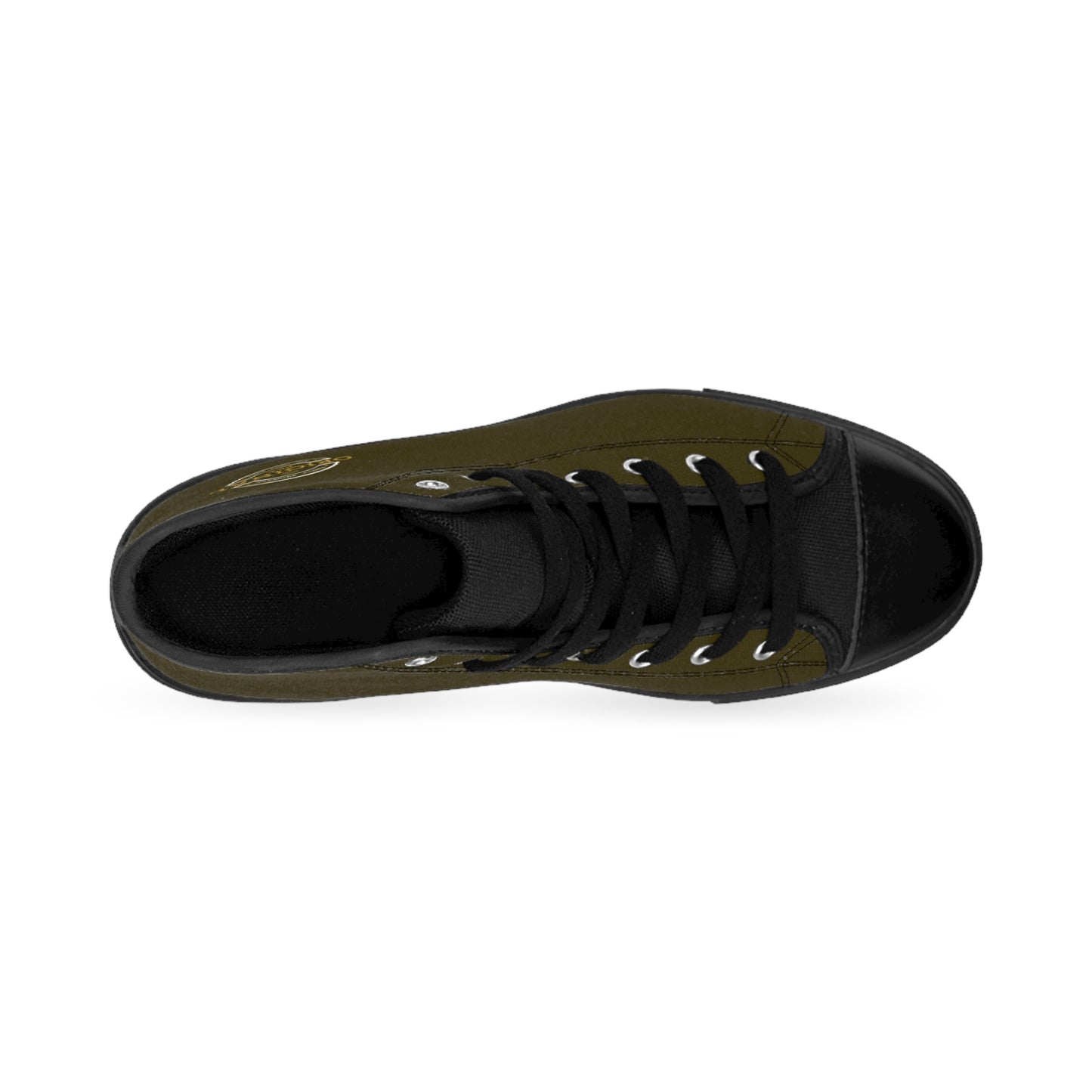 Women's Classic High-Top Sneakers — Olive Retro 'Original' Logo Canvas