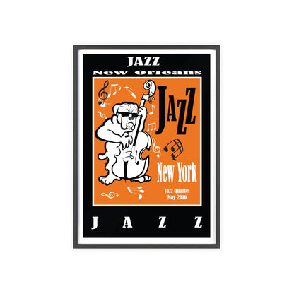 Jazz Poster with Wooden Frame — New Orleans/New York Music Print
