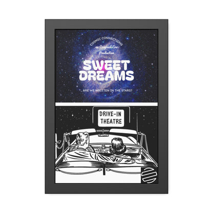 Sweet Dreams Drive-In Framed Poster — Retro Night Sky Print