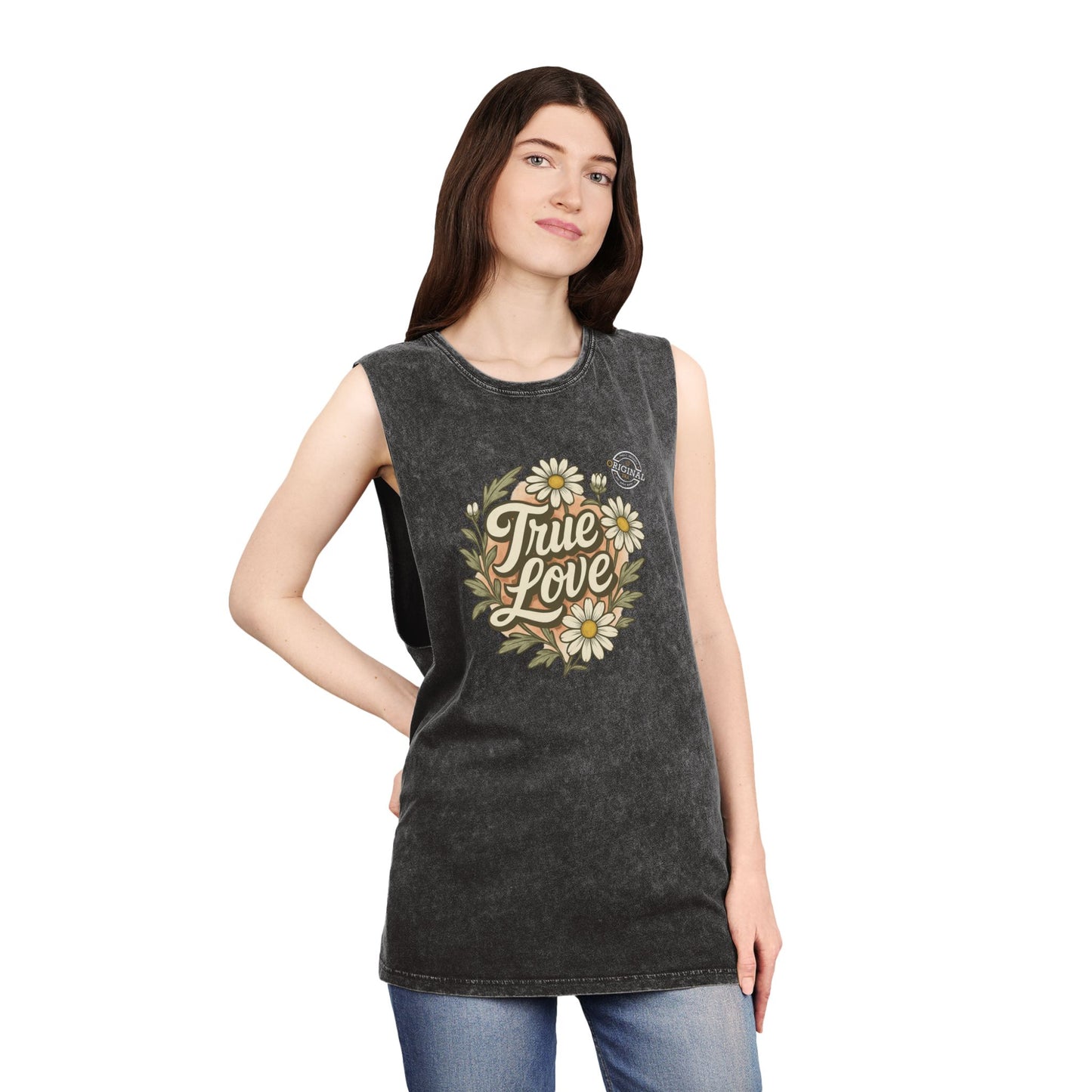True Love Daisy Tank Top — Vintage Stonewash Graphic Tank