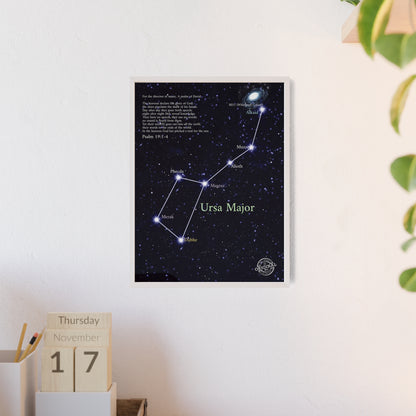 Ursa Major Constellation Star Map Poster with Wooden Frame — Astrology Wall Art