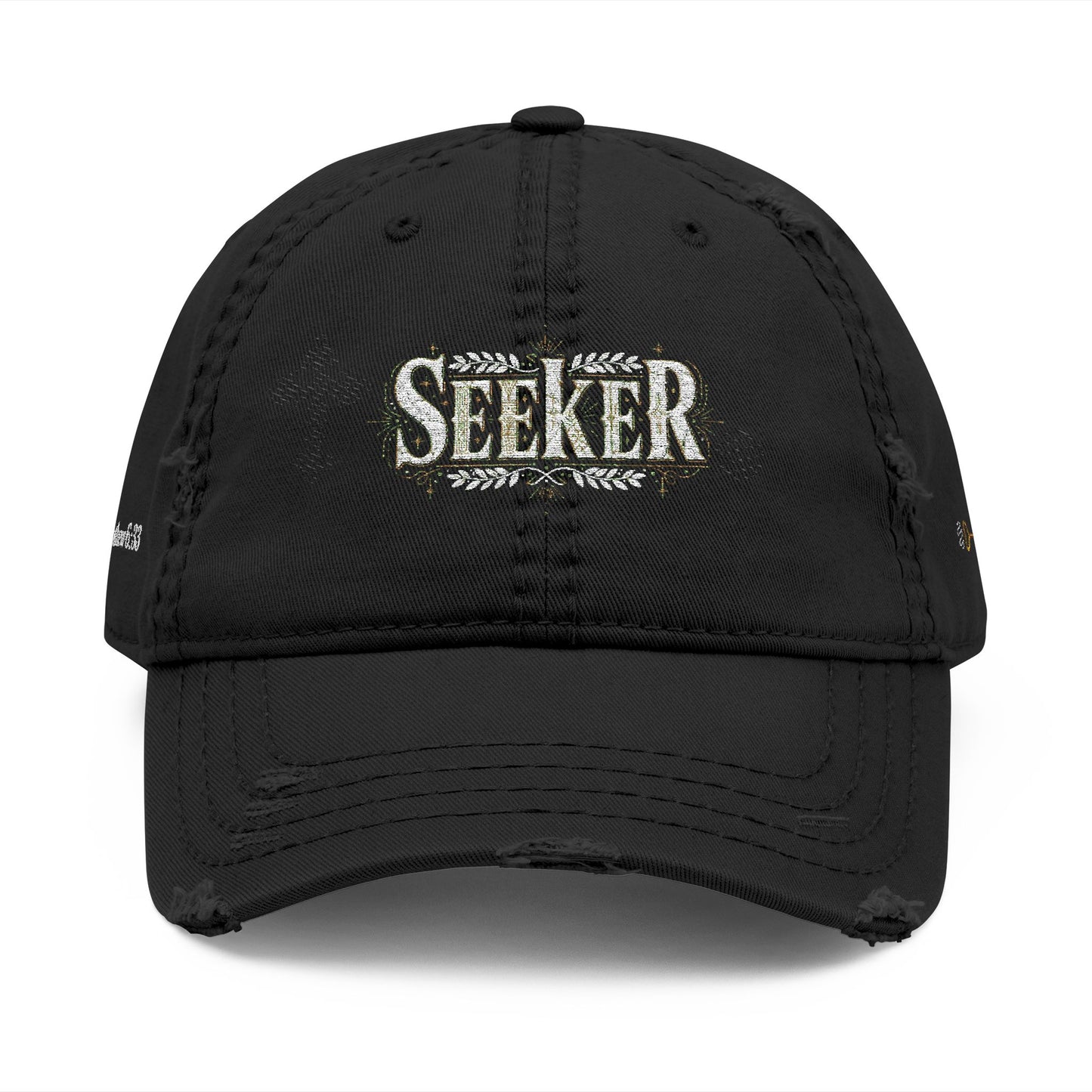 Seeker Embroidered Distressed Dad Hat — Vintage Faith Baseball Cap