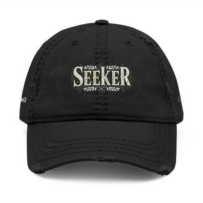 Seeker Embroidered Distressed Dad Hat — Vintage Faith Baseball Cap