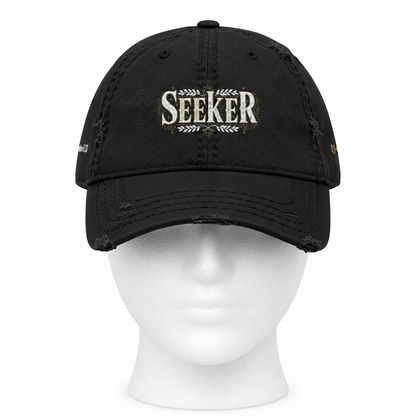 Seeker Embroidered Distressed Dad Hat — Vintage Faith Baseball Cap