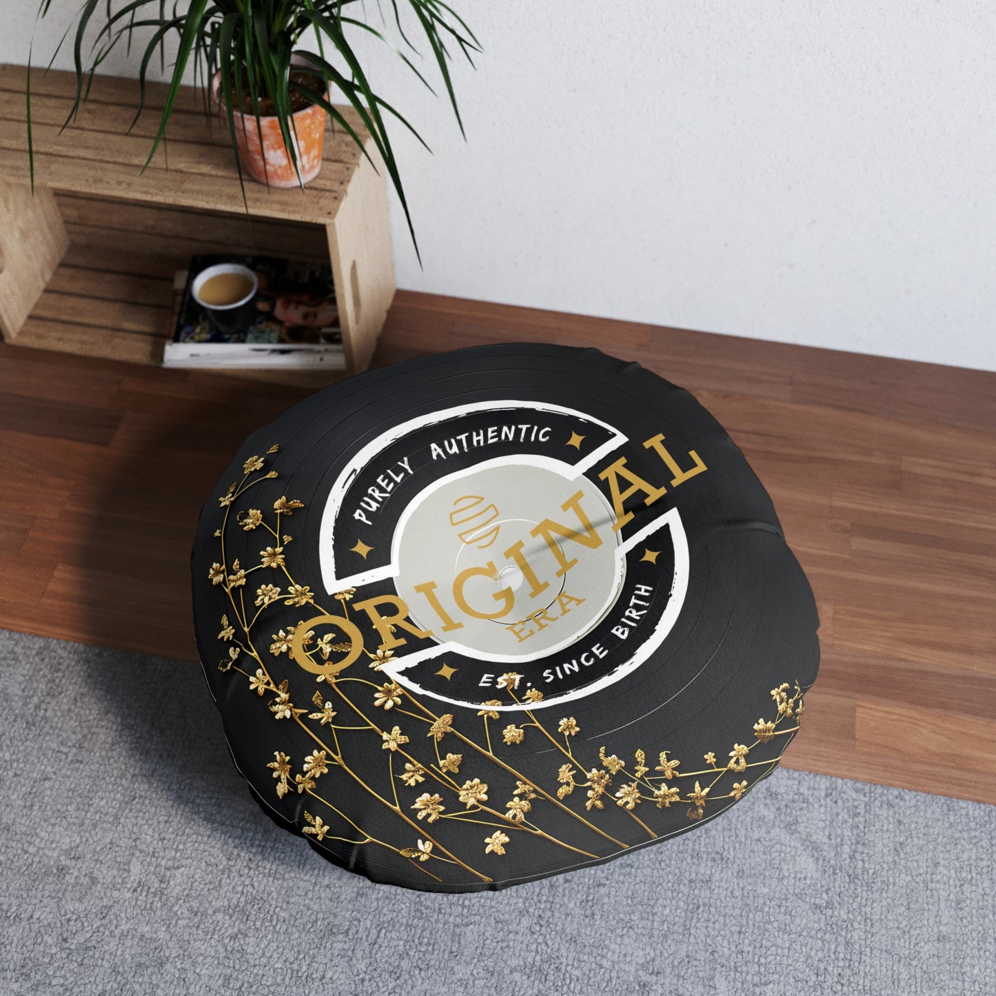 Original Era Round Tufted Floor Pillow — Vintage Authentic Accent Cushion