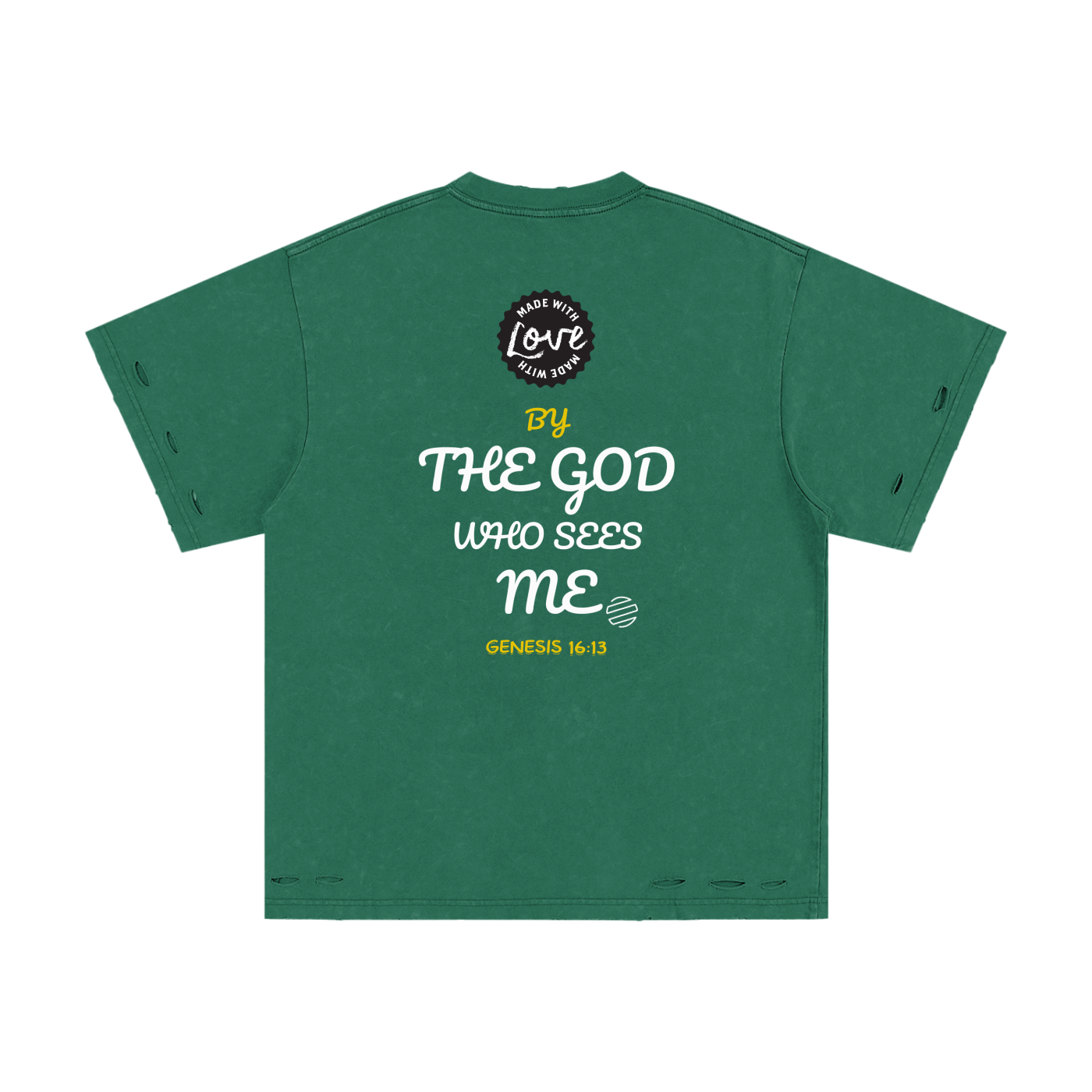 "Genesis 16:13" Heavyweight Snow Washed Hand-Frayed T-Shirt