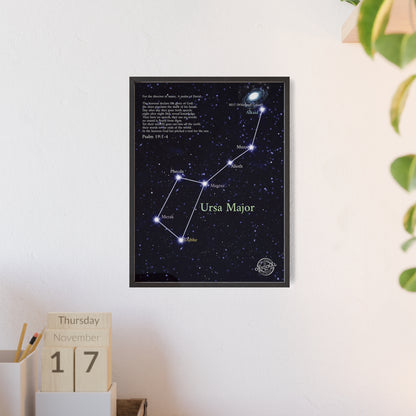Ursa Major Constellation Star Map Poster with Wooden Frame — Astrology Wall Art
