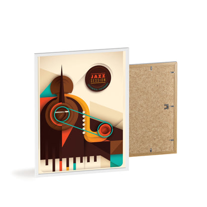Jazz Session Poster with Wooden Frame – Retro Abstract Music Wall Art