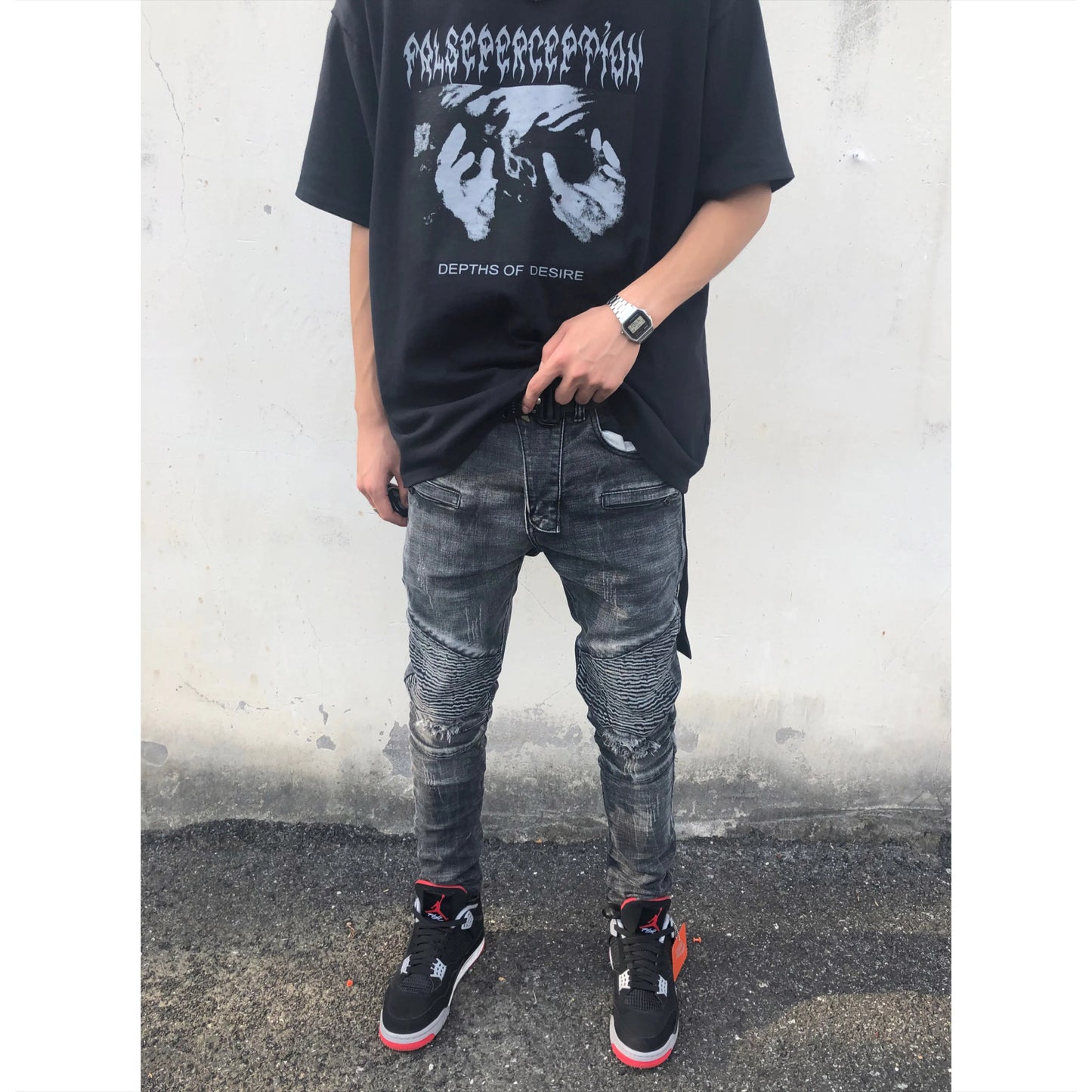 ZS Slim Fit Distressed Motorcycle Jeans
