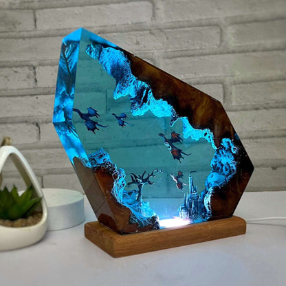 Fire Dragon and Ice Dragon Resin Lamp 3D Dragon Desk Lamp