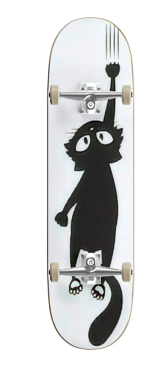 EFTOWEL Black Cat Skateboard - Classic Concave Deck for All Skill Levels