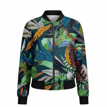 Women's Floral Pattern Stand-Up Collar Baseball Uniform