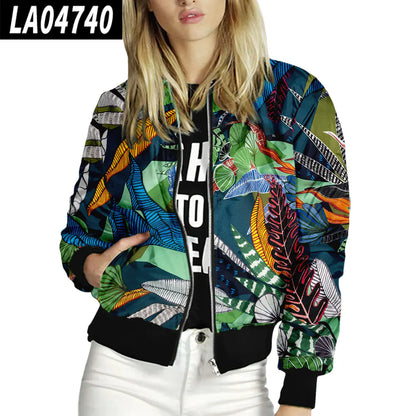 Women's Floral Pattern Stand-Up Collar Baseball Uniform