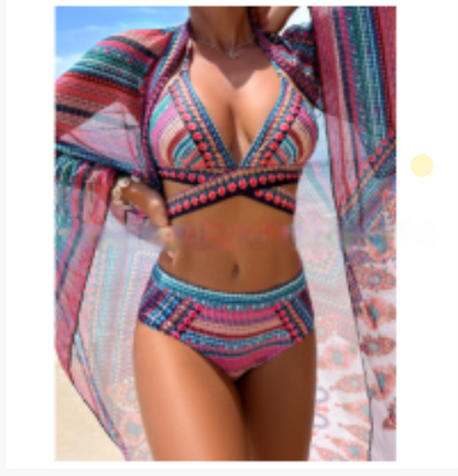 Three-Piece Bikini Set with Shawl