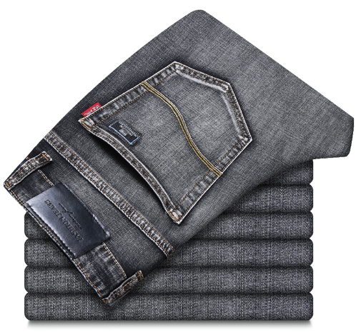 Men's Casual Loose Fit Stretch Jeans for Small Feet