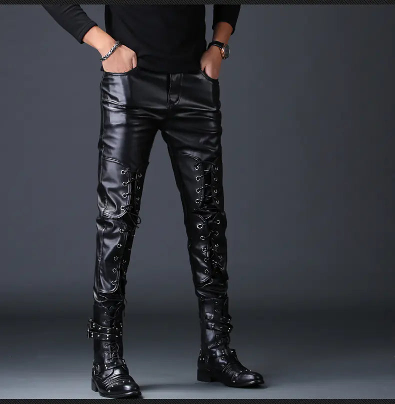 Men's Leather Pants, Skinny Motorcycle Trousers