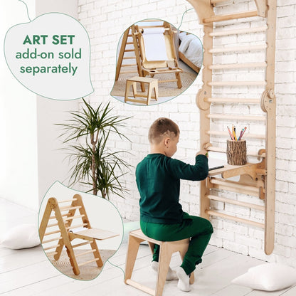 3in1: Wooden Swedish Wall / Climbing ladder for Children + Swing Set + Slide Board