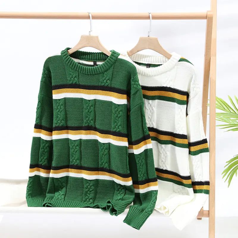 Men's High Elastic Knitted Stripe Sweater