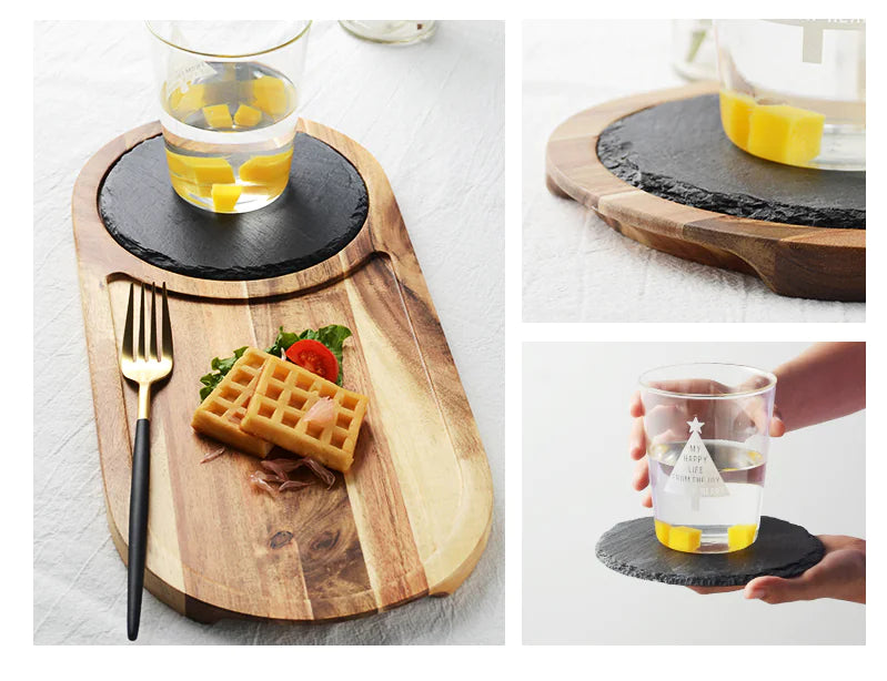 Black Wooden Pizza Tray and Platter
