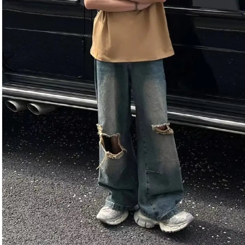 Men's Distressed Ripped Wash Jeans