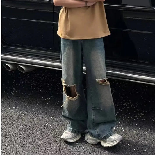 Men's Distressed Ripped Wash Jeans
