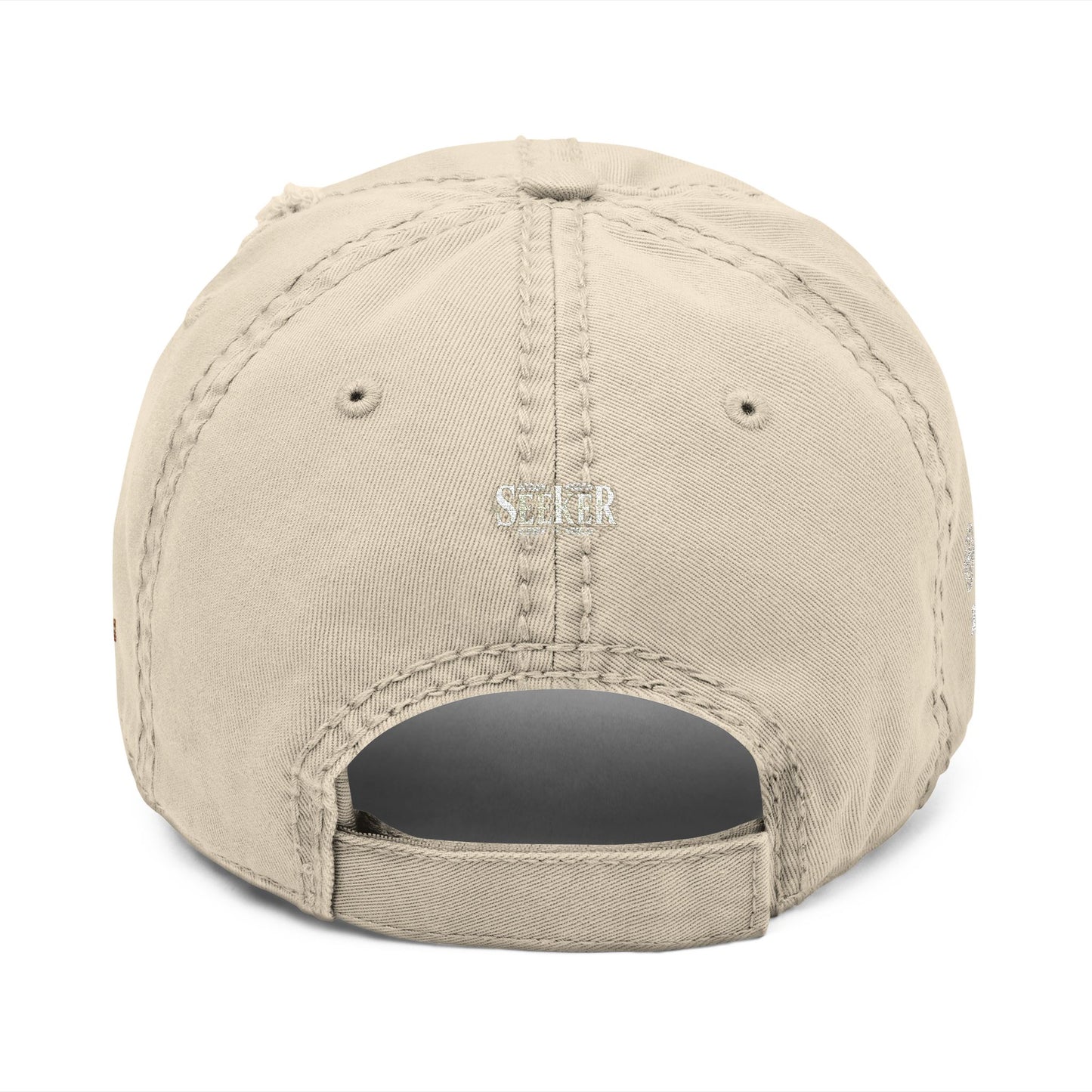 Seeker Embroidered Distressed Dad Hat — Vintage Faith Baseball Cap