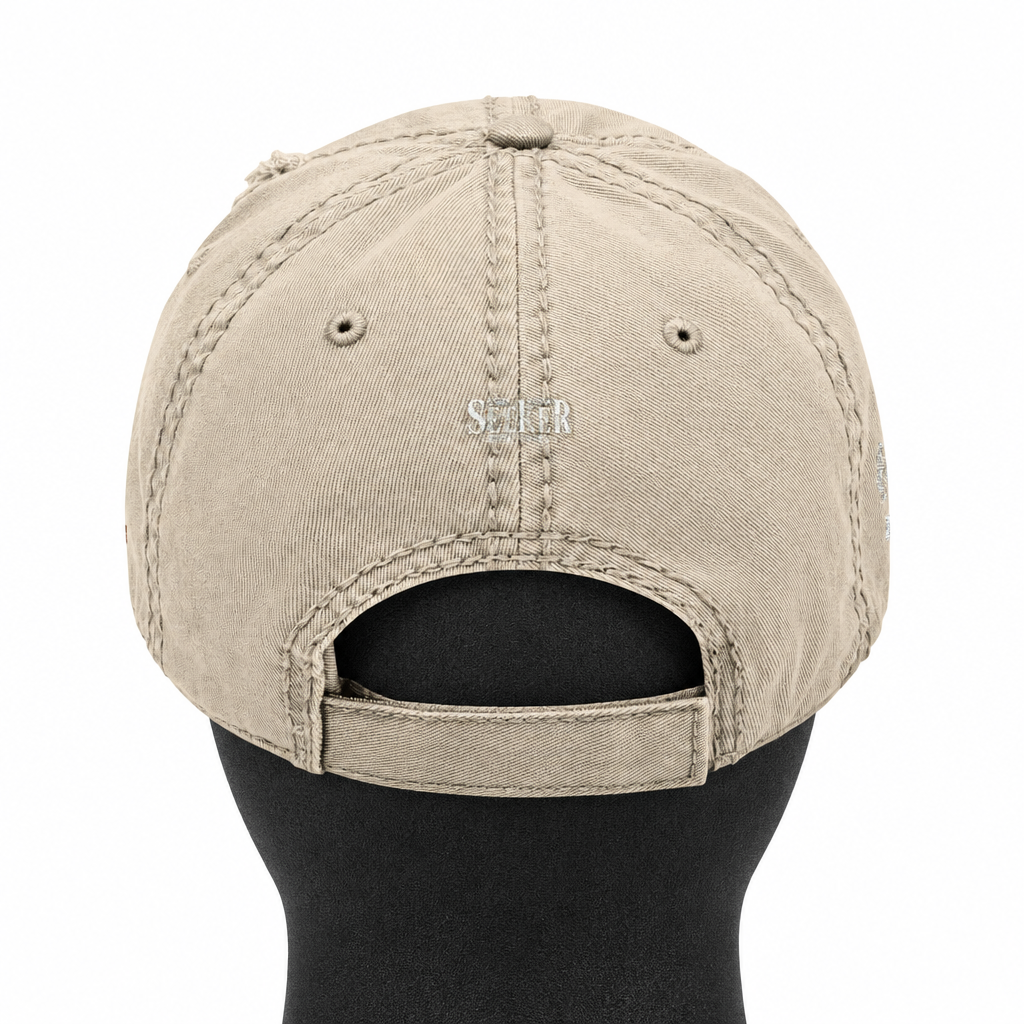 Seeker Embroidered Distressed Dad Hat — Vintage Faith Baseball Cap