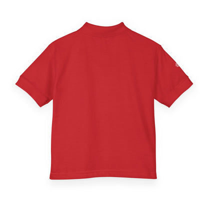 Youth Polo Shirt with 'Original' Vintage Stamp Logo — Kids School Uniform / Casual