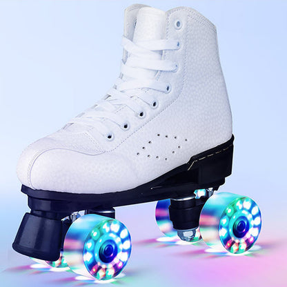 Classic Solic Coloured LED Quad Roller Skates