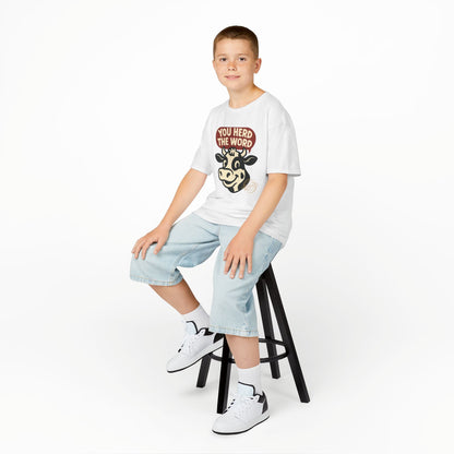 Kids T‑Shirt — 'You Herd the Word' Cow Front & 'Faith Over Fear' Farm Graphic