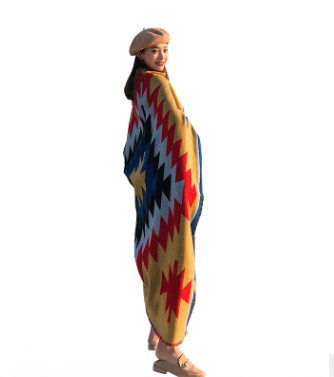 Plus Size Thick Warm Women's Shawl - Vintage Style Cape