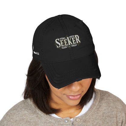 Seeker Embroidered Distressed Dad Hat — Vintage Faith Baseball Cap
