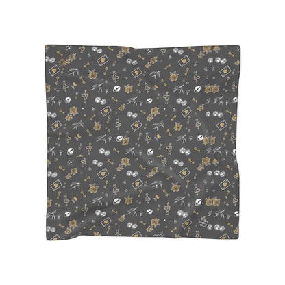 Game Of Love Silky Dark Scarf – Gothic Rose & Crystal Pattern