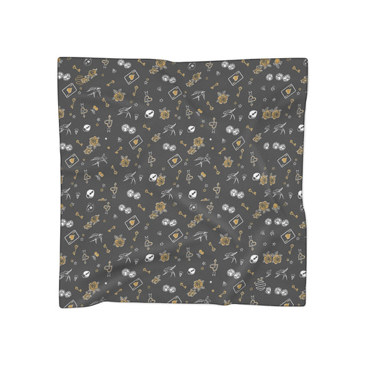 Game Of Love Silky Dark Scarf – Gothic Rose & Crystal Pattern