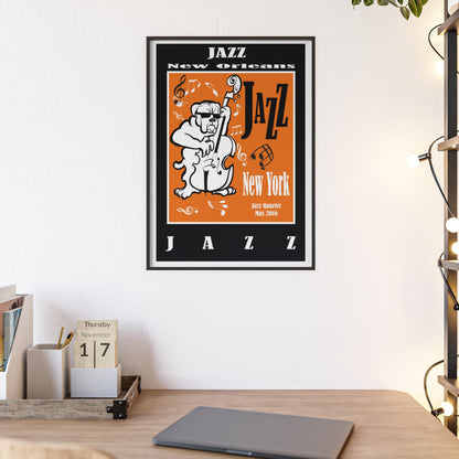 Jazz Poster with Wooden Frame — New Orleans/New York Music Print