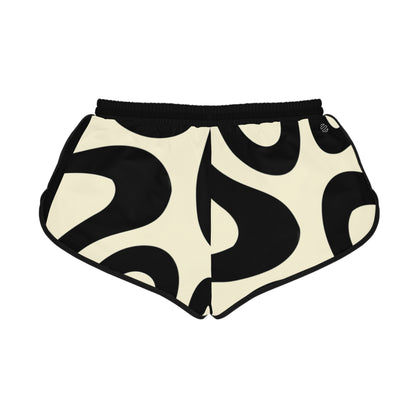 Women's Retro Black & Cream Swirl Relaxed Shorts
