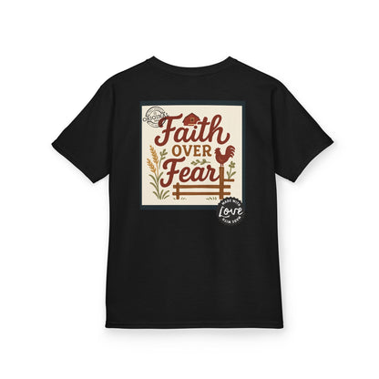 Kids T‑Shirt — 'You Herd the Word' Cow Front & 'Faith Over Fear' Farm Graphic