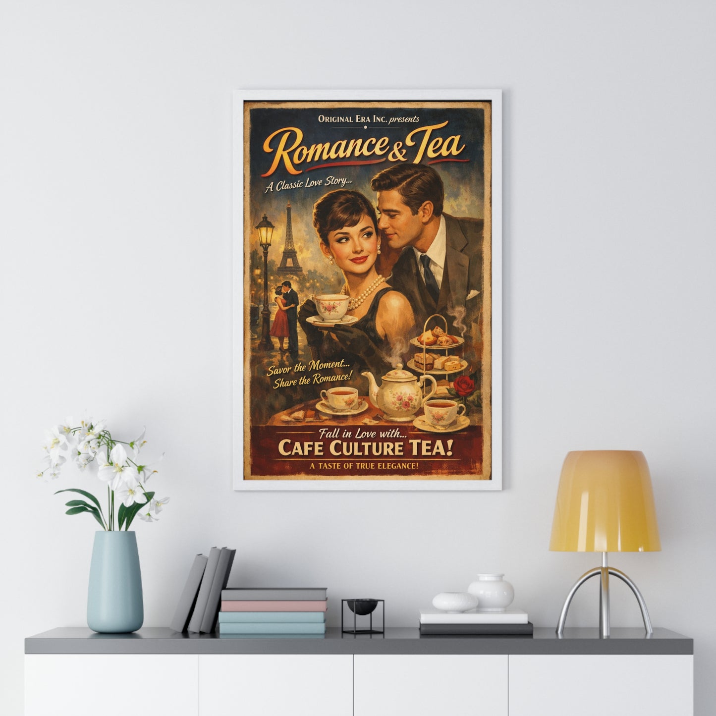 Vintage Romance & Tea Poster — Cafe Culture Tea Wall Art