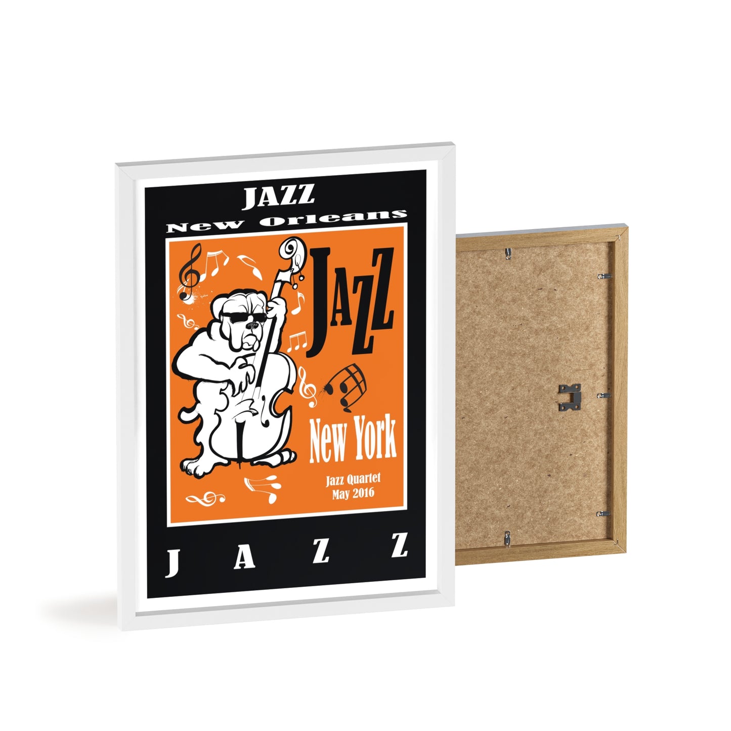 Jazz Poster with Wooden Frame — New Orleans/New York Music Print