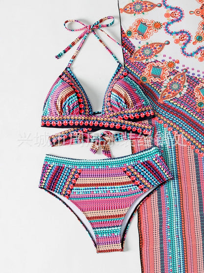 Three-Piece Bikini Set with Shawl
