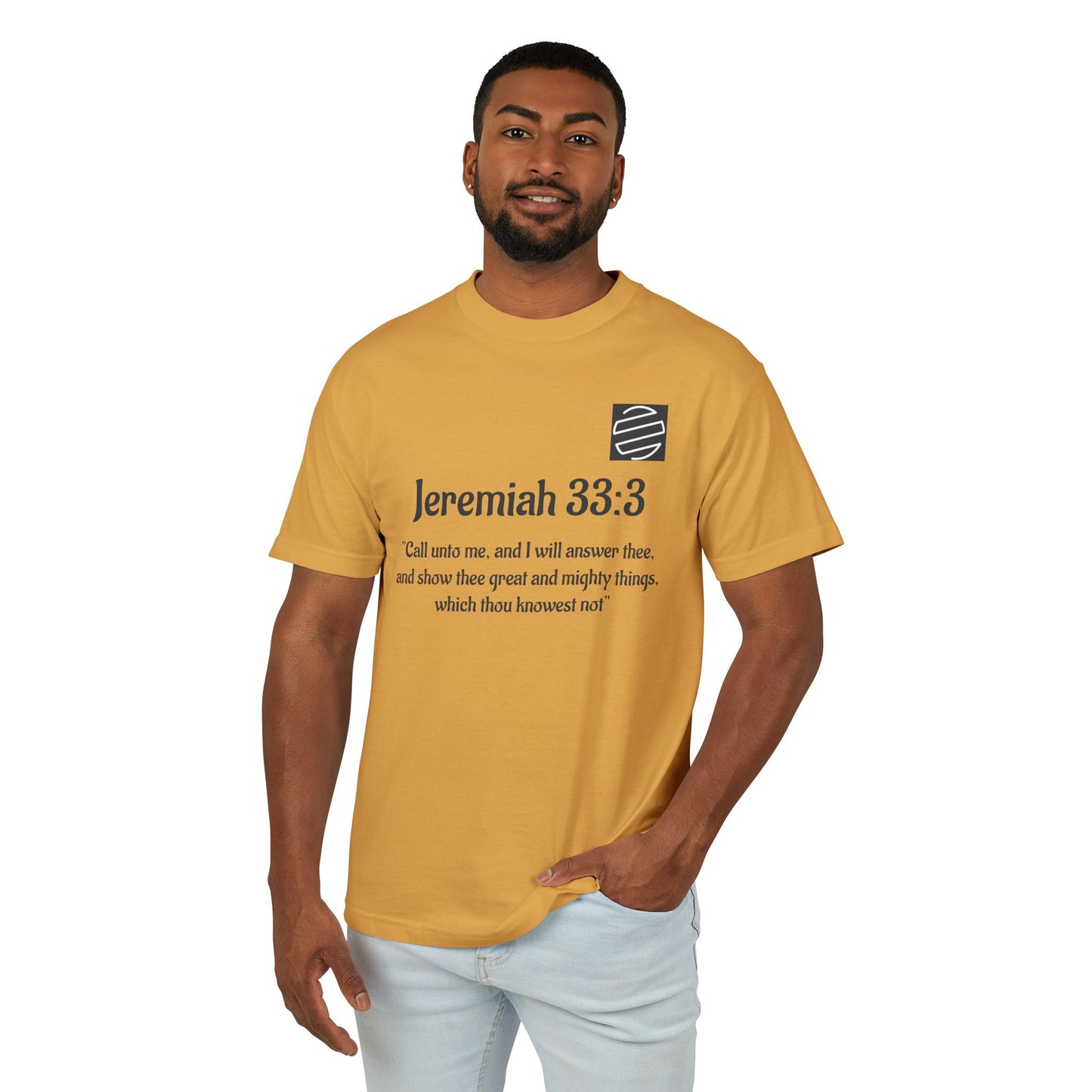 Jeremiah 33:3 Scripture Tee — 'Call unto me...' Faith Graphic T-Shirt
