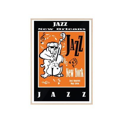 Jazz Poster with Wooden Frame — New Orleans/New York Music Print