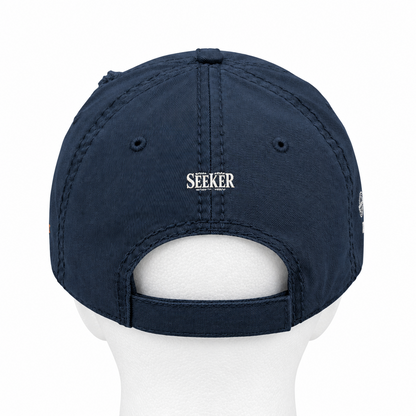 Seeker Embroidered Distressed Dad Hat — Vintage Faith Baseball Cap