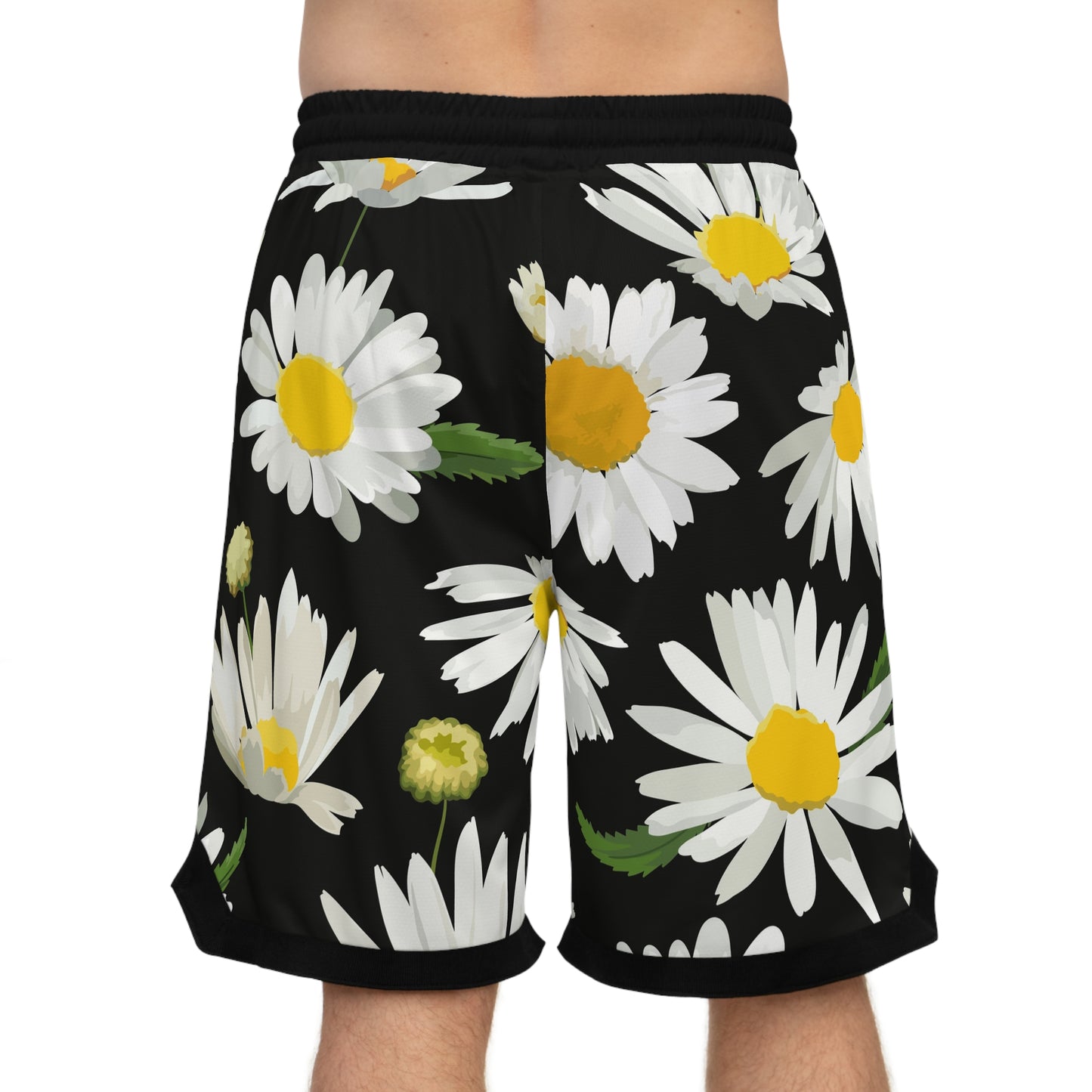 Daisy Basketball Shorts — Black Floral Athletic Shorts