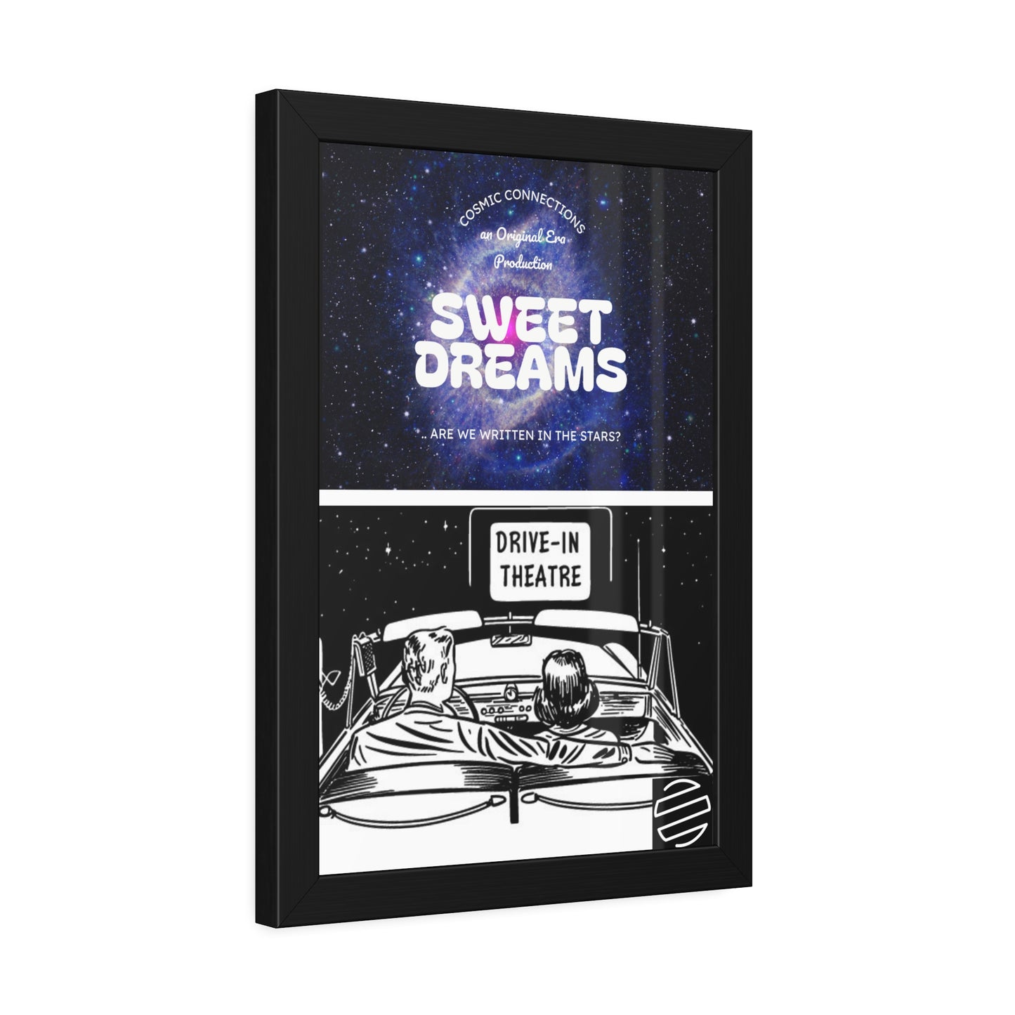 Sweet Dreams Drive-In Framed Poster — Retro Night Sky Print