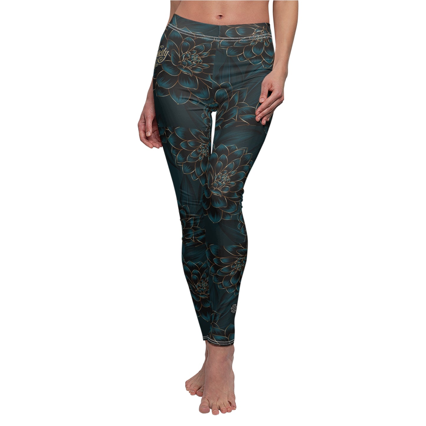 Women's Floral Midnight Teal Leggings