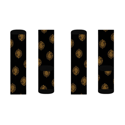 Gold Paisley Pattern Crew Socks