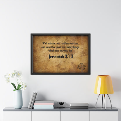 Jeremiah 33:3 Framed Poster — Inspirational Scripture Wall Art